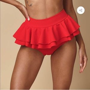 Montce Crimson Micro Scrunch Ruffle Bikini Bottom